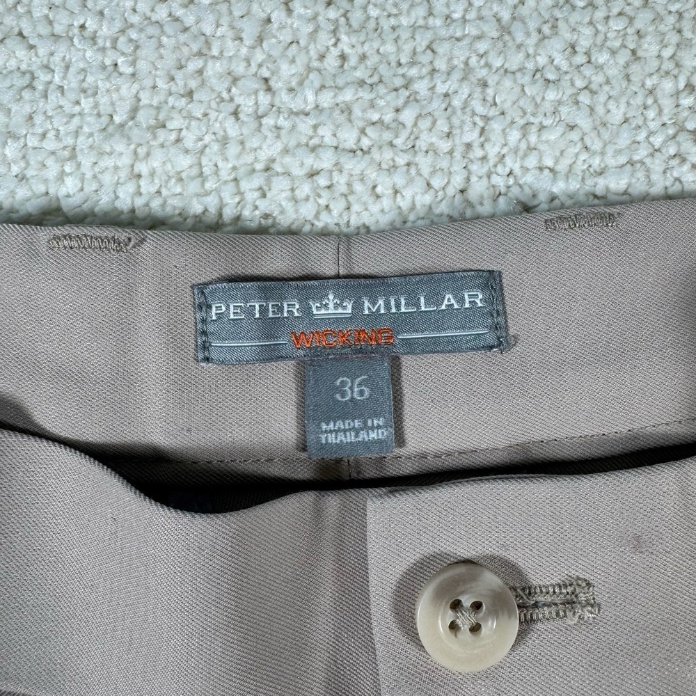 Peter Millar Wicking Men's Size 36 Chino Golf Shorts Light Khaki Beige Polyester - Picture 2 of 9